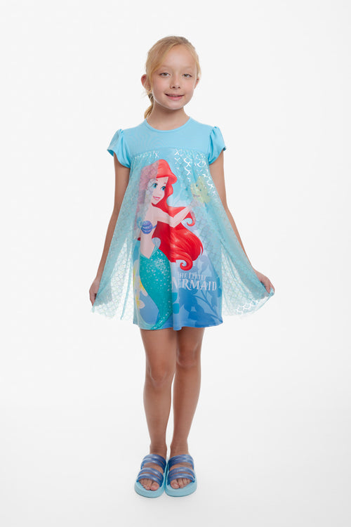 PIJAMA DE LA SIRENITA CON TULL AZUL PARA NIÑA