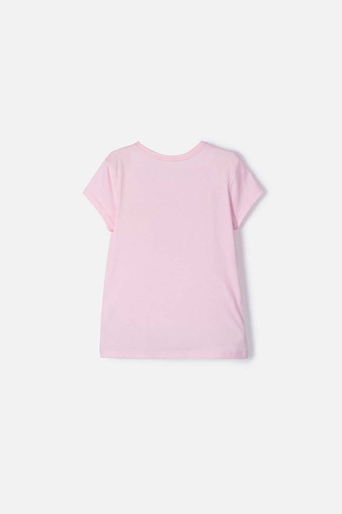 CAMISETA DE BARBIE MANGA CORTA ROSADA PARA NIÑA