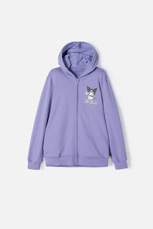 BUZO DE KUROMI CON CIERRE LILA PARA NIÑA