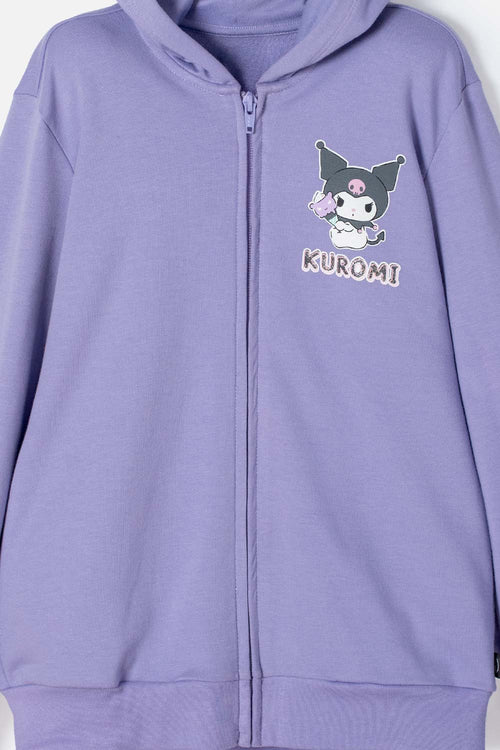 BUZO DE KUROMI CON CIERRE LILA PARA NIÑA