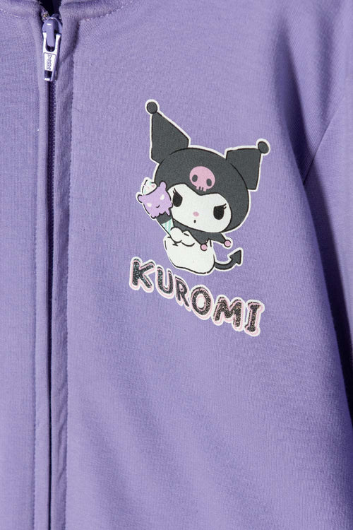BUZO DE KUROMI CON CIERRE LILA PARA NIÑA