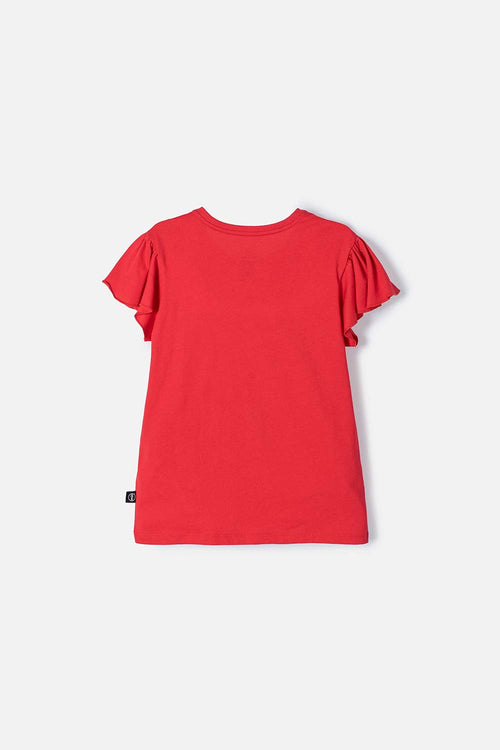 CAMISETA PRINCESAS DISNEY MANGA CORTA ROJO PARA NIÑA