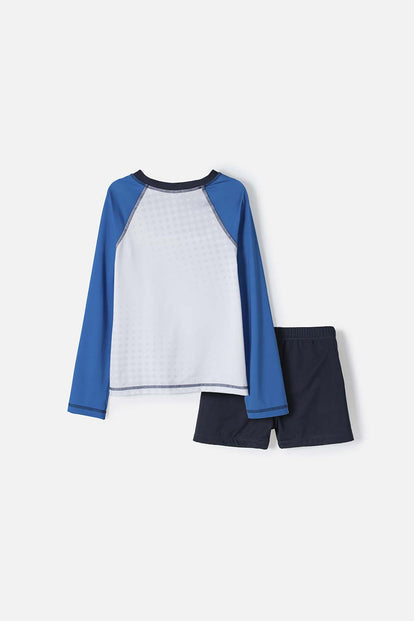 CONJUNTO DE BAÑO SONIC MANGA LARGA AZUL Y BLANCO PARA NIÑO
