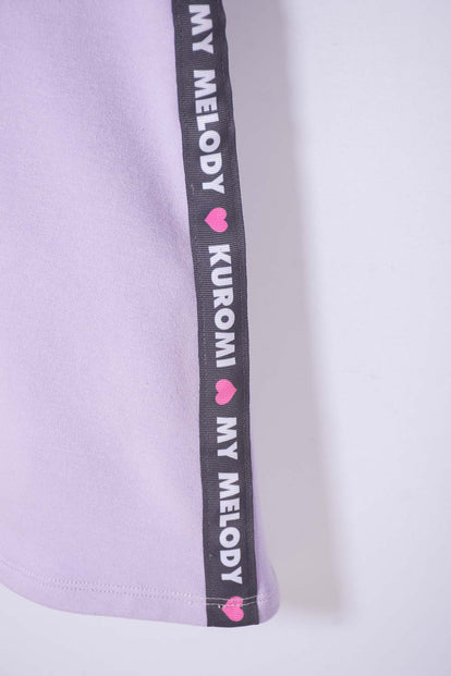 VESTIDO DE MY MELODY & KUROMI LILA CON ESTAMPADO EN FRENTE PARA NIÑA