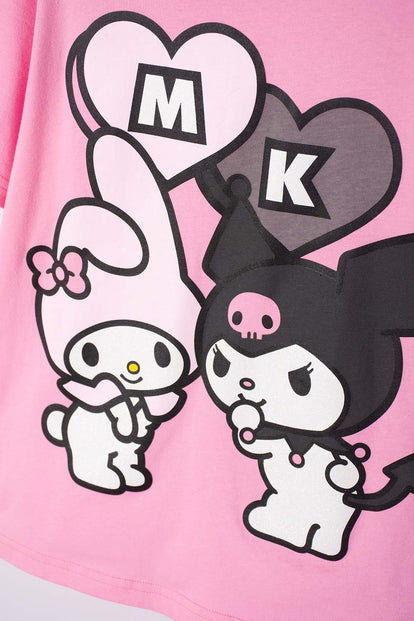 CONJUNTO DE MY MELODY & KUROMI ROSADO Y NEGRO DE PANTALÓN LARGO PARA NIÑA