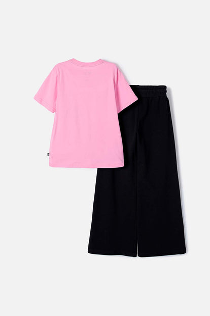 CONJUNTO DE MY MELODY & KUROMI ROSADO Y NEGRO DE PANTALÓN LARGO PARA NIÑA