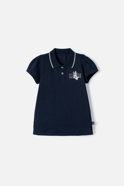 CAMISETA DE MINNIE MOUSE AZUL TIPO POLO PARA NIÑA