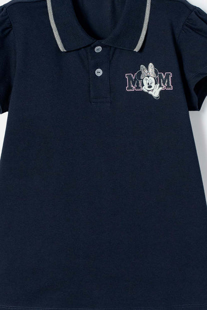 CAMISETA DE MINNIE MOUSE AZUL TIPO POLO PARA NIÑA