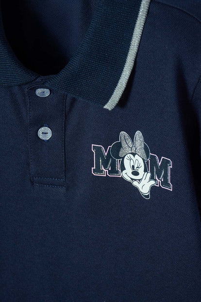CAMISETA DE MINNIE MOUSE AZUL TIPO POLO PARA NIÑA