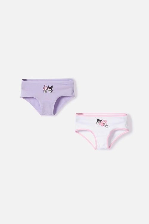 PACK X2 PANTIES DE MY MELODY & KUROMI LAVANDA EN DÚO PARA NIÑA