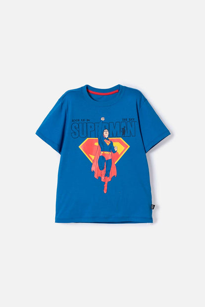 CAMISETA DE SUPERMAN MANGA CORTA AZUL PARA NIÑO