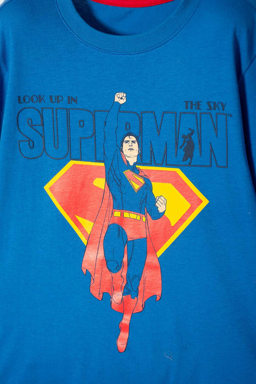 CAMISETA DE SUPERMAN MANGA CORTA AZUL PARA NIÑO