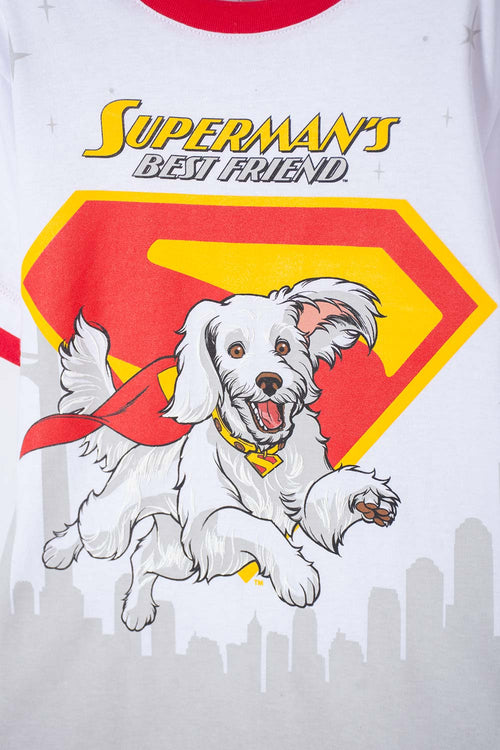 CAMISETA DE SUPERMAN MANGA CORTA BLANCO PARA NIÑO