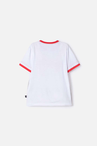 CAMISETA DE SUPERMAN MANGA CORTA BLANCO PARA NIÑO