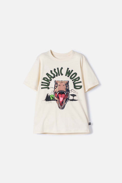 CAMISETA DE JURASSIC WORLD AVELLANA MANGA CORTA PARA NIÑO