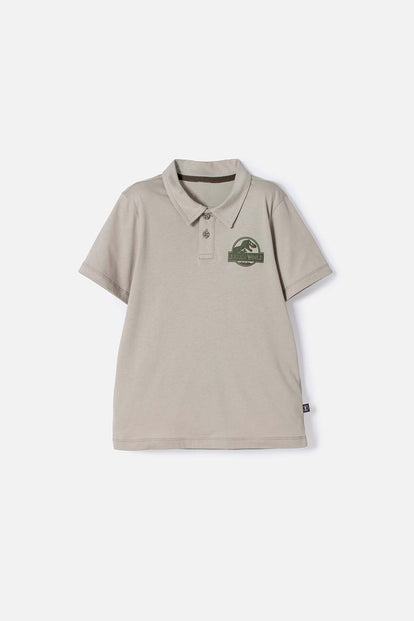 CAMISETA TIPO POLO DE JURASSIC WORLD VERDE PARA NIÑO