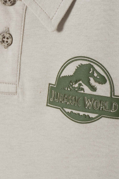 CAMISETA TIPO POLO DE JURASSIC WORLD VERDE PARA NIÑO