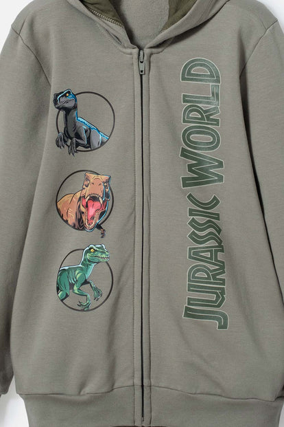 BUZO DE JURASSIC WORLD VERDE CON CAPUCHA PARA NIÑO