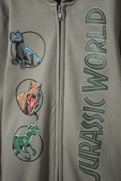 BUZO DE JURASSIC WORLD VERDE CON CAPUCHA PARA NIÑO