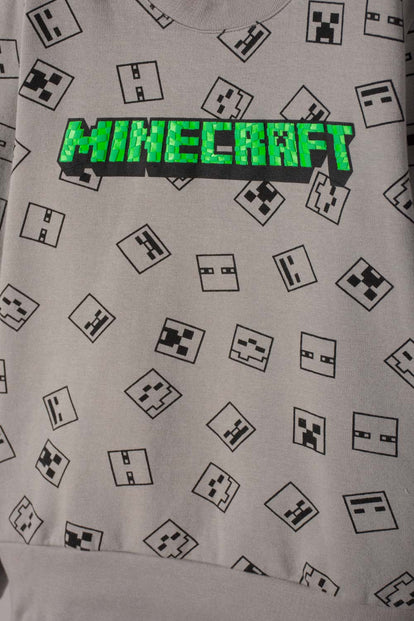 CONJUNTO DE MINECRAFT CON PANTALÓN GRIS PARA NIÑO