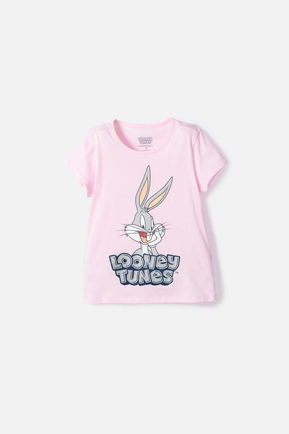 CAMISETA DE LOONEY TUNES MANGA CORTA ROSADA PARA NIÑA