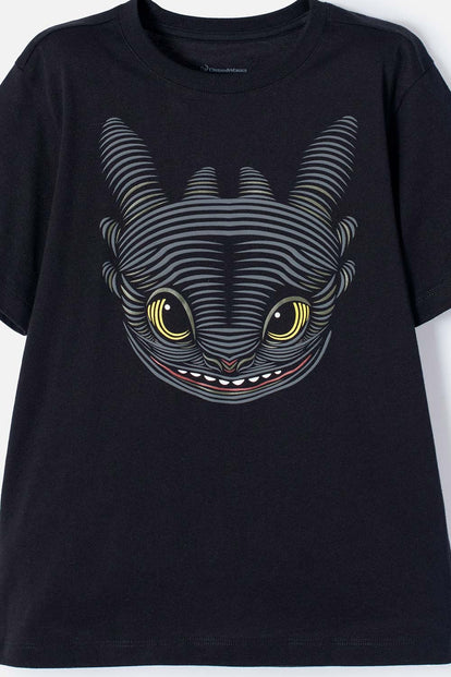CAMISETA CÓMO ENTRENAR A TU DRAGÓN NEGRA MANGA CORTA PARA NIÑO