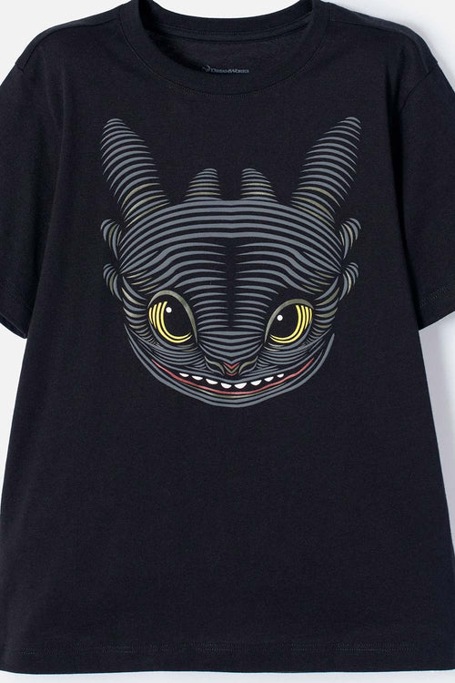 CAMISETA CÓMO ENTRENAR A TU DRAGÓN NEGRA MANGA CORTA PARA NIÑO