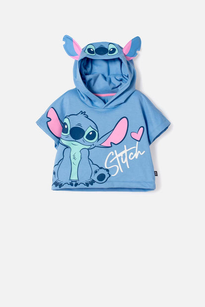 CAMISETA DE STITCH CON CAPUCHA AZUL PARA NIÑA – MIC Guatemala