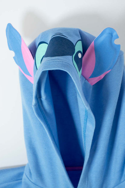 CAMISETA DE STITCH CON CAPUCHA AZUL PARA NIÑA