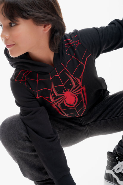 BUZO DE SPIDER-MAN CON CAPUCHA NEGRO PARA NIÑO