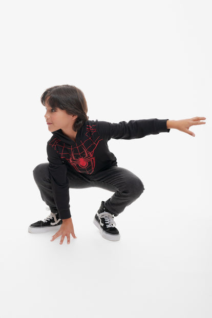 BUZO DE SPIDER-MAN CON CAPUCHA NEGRO PARA NIÑO