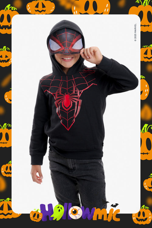 BUZO DE SPIDER-MAN CON CAPUCHA NEGRO PARA NIÑO