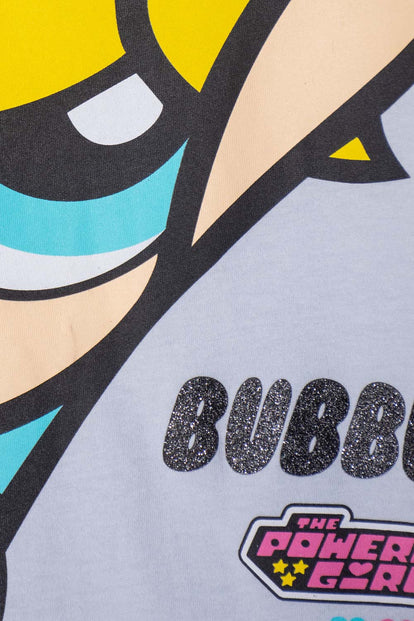 CAMISETA DE LAS CHICAS SUPERPODEROSAS AZUL PARA NIÑA