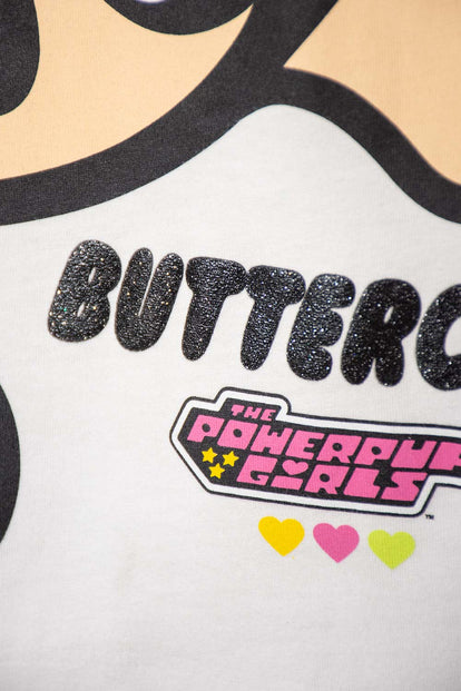 CAMISETA DE LAS CHICAS SUPERPODEROSAS MARFIL MANGA CORTA PARA NIÑA