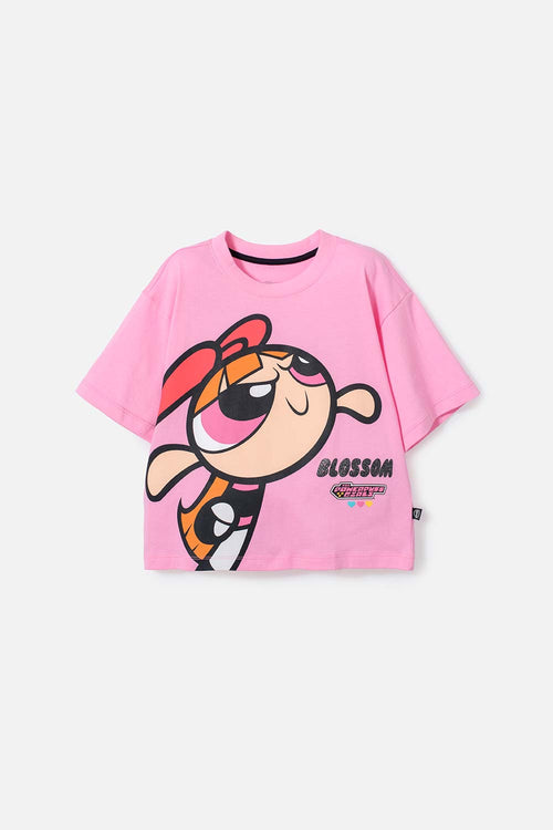 CAMISETA DE LAS CHICAS SUPERPODEROSAS ROSADO PARA NIÑA