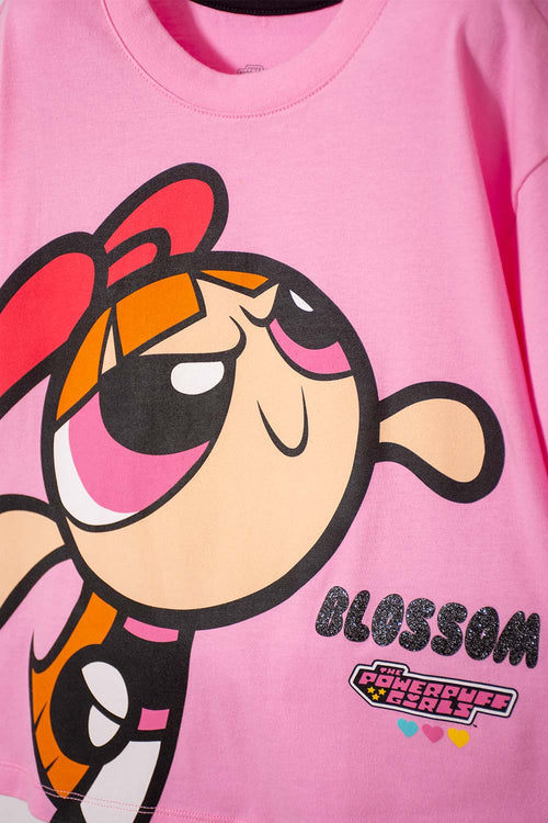 CAMISETA DE LAS CHICAS SUPERPODEROSAS ROSADO PARA NIÑA