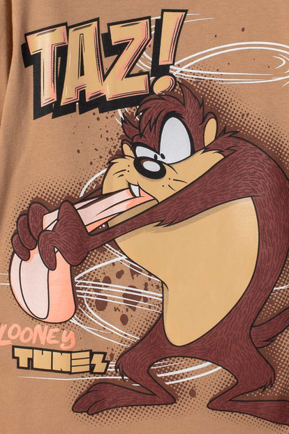 CAMISETA LOONEY TUNES MANGA CORTA CAFÉ PARA NIÑO