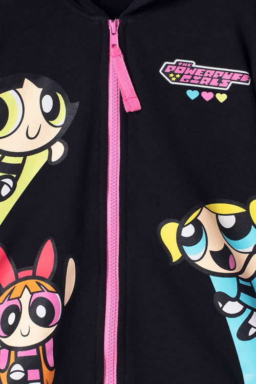 BUZO DE LAS CHICAS SUPERPODEROSAS NEGRO CON CAPUCHA PARA NIÑA