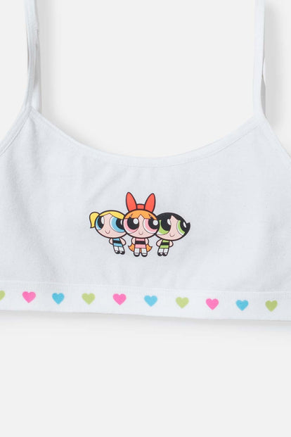 CONJUNTO DE TOP Y PANTY DE LAS CHICAS SUPERPODEROSAS BLANCO PARA NIÑA