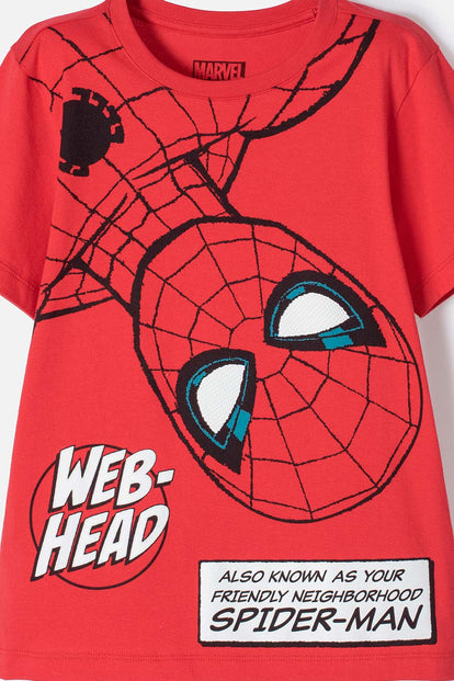 CAMISETA DE SPIDERMAN MANGA CORTA ROJO PARA NIÑO