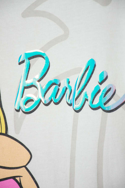 CAMISETA DE BARBIE MARFIL ESTAMPADA PARA NIÑA