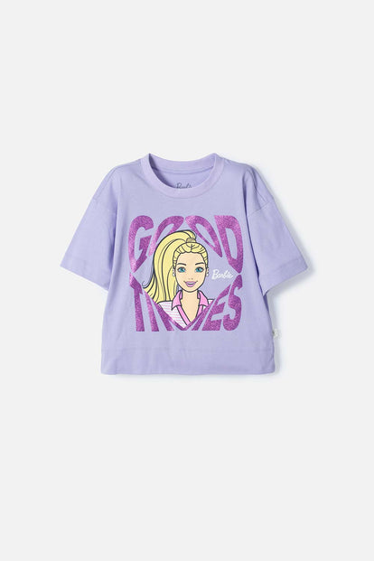 CAMISETA DE BARBIE LAVANDA CON MIRELLA PARA NIÑA