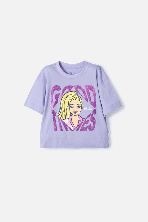 CAMISETA DE BARBIE LAVANDA CON MIRELLA PARA NIÑA