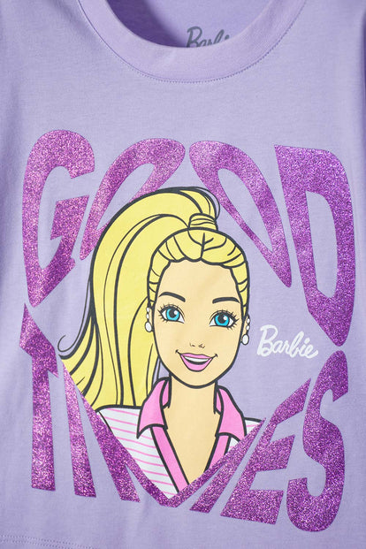 CAMISETA DE BARBIE LAVANDA CON MIRELLA PARA NIÑA