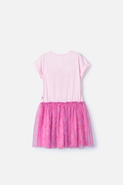 VESTIDO DE BARBIE ROSADO CON TUL PARA NIÑA
