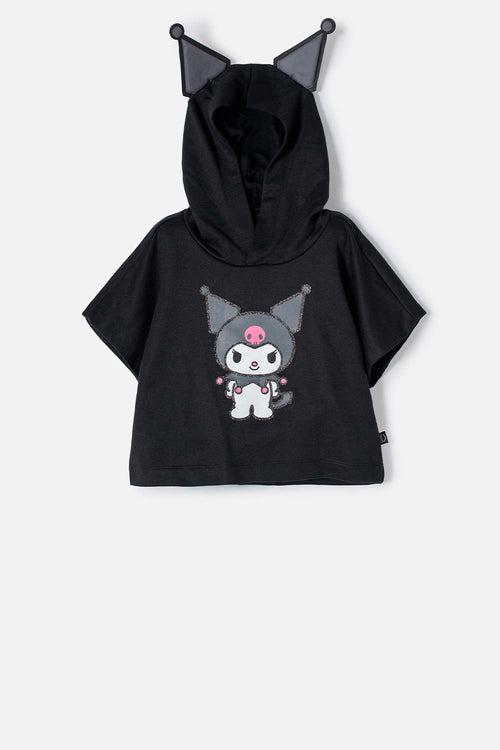 CAMISETA DE KUROMI MANGA CORTA NEGRA PARA NIÑA