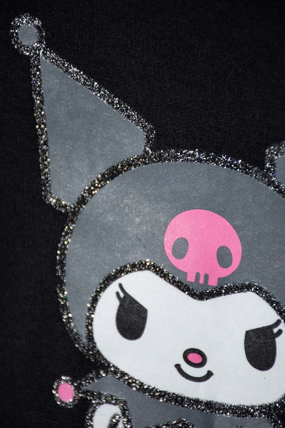 CAMISETA DE KUROMI MANGA CORTA NEGRA PARA NIÑA