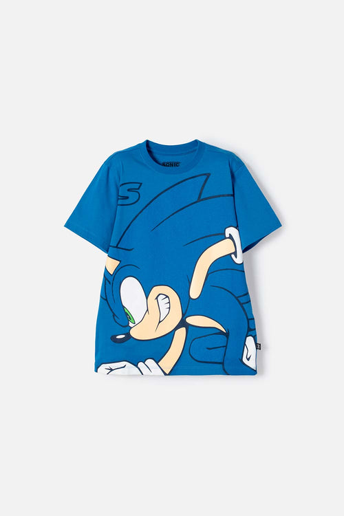 CAMISETA DE SONIC MANGA CORTA AZUL PARA NIÑO