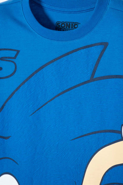 CAMISETA DE SONIC MANGA CORTA AZUL PARA NIÑO