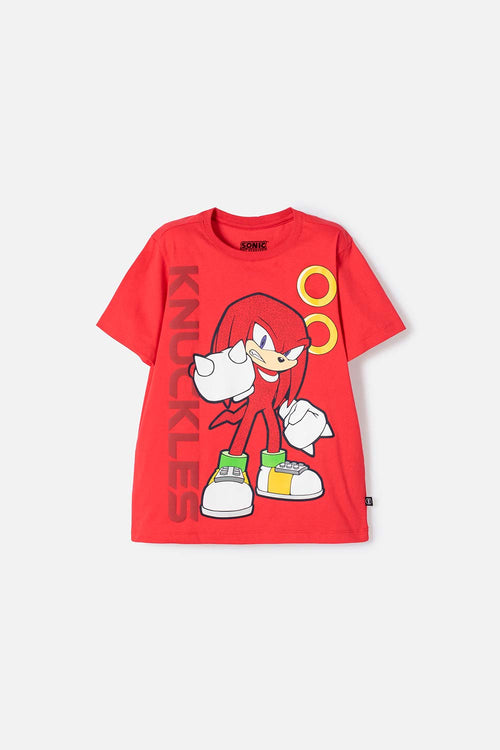 CAMISETA DE SONIC MANGA CORTA ROJO PARA NIÑO
